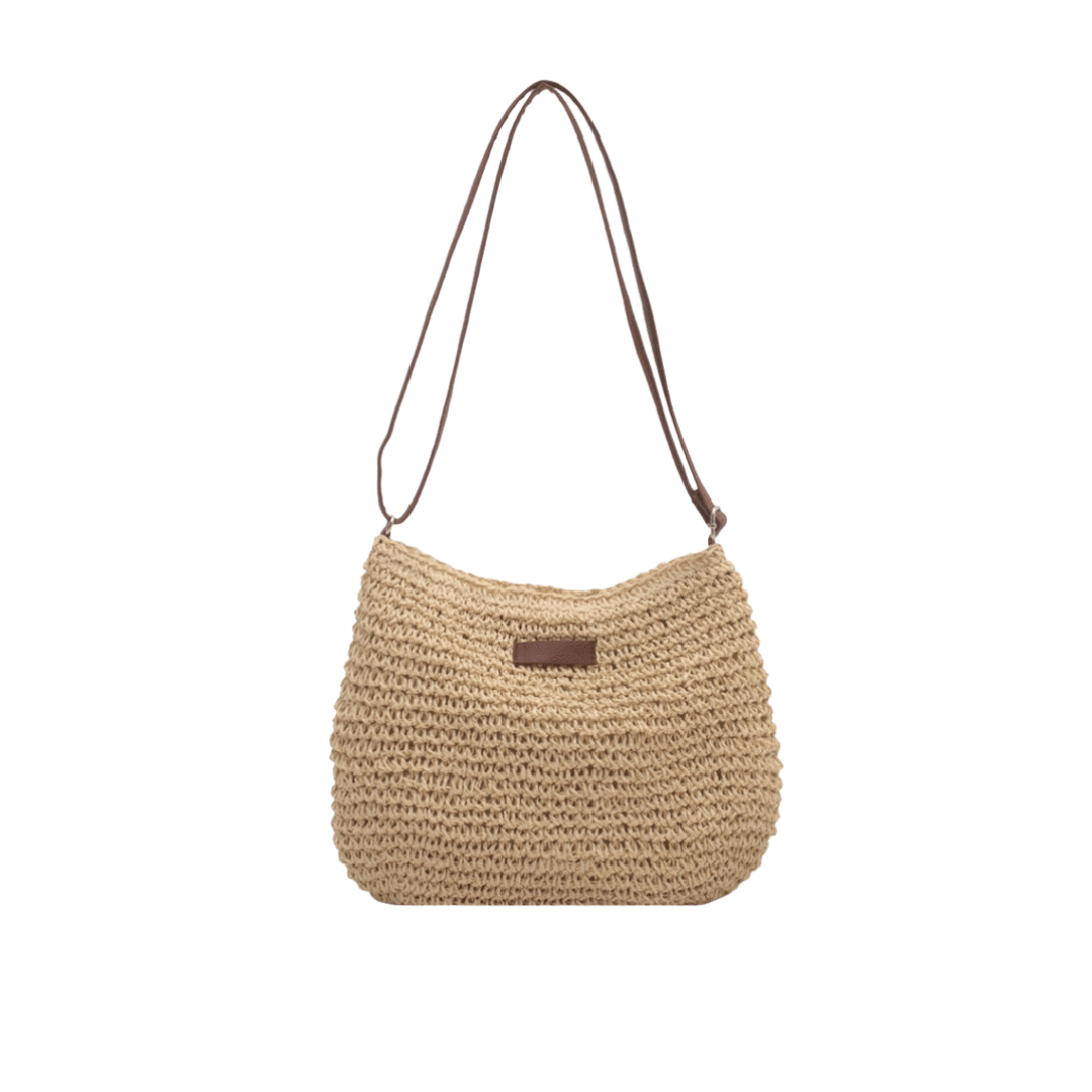 LAYANA™ Vegan Leather & Straw Crossbody Bag