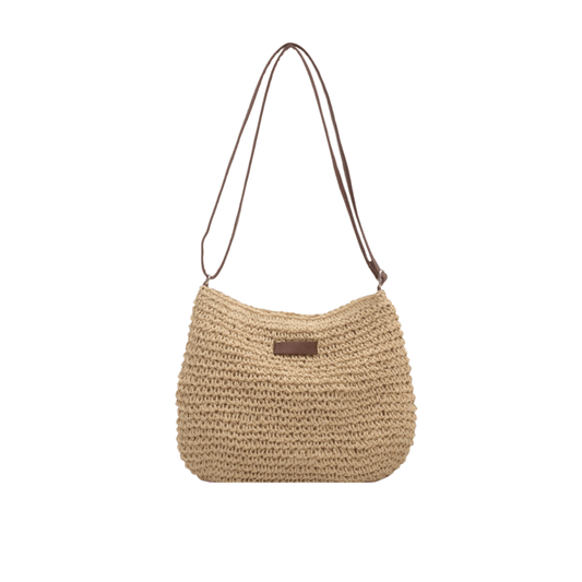 LAYANA™ Vegan Leather & Straw Crossbody Bag