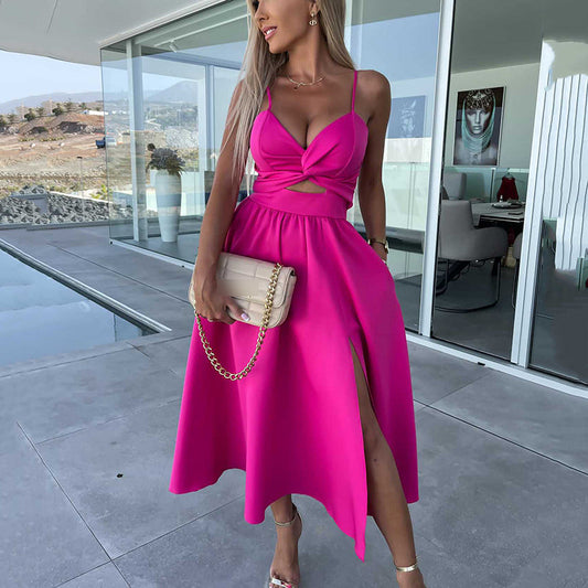 MIRELLA Cutout Slit Midi Dress