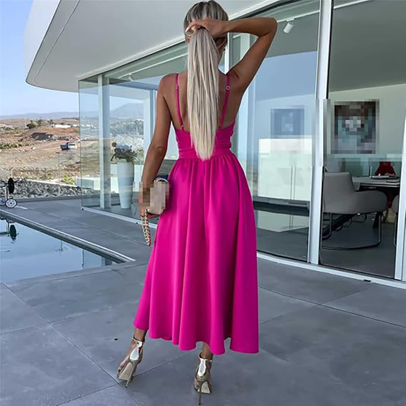 MIRELLA Cutout Slit Midi Dress